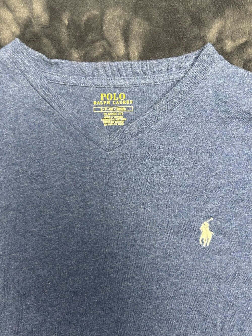 Polo Ralph Lauren Classic Fit V-Neck T-Shirt S Heather Blue Short Sleeve 170/92A